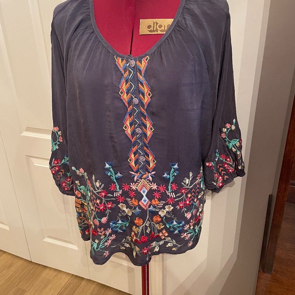 Johnny Was, Blouse,Large, Grey